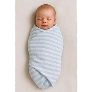 Aden +‎ Anais Classic Large Swaddle Blanket 47" x 47" Light Blue Stripe Muslin